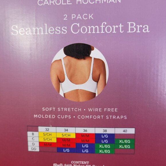 Carole Hochman Seamless Wire-Free Molded Cups Comfort Bra 2-Pack Small - Picture 14 of 14